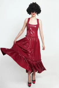 Latex Pop Princess Ruffled Skirt Party Dress