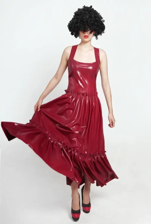 Latex Pop Princess Ruffled Skirt Party Dress