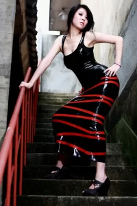 Latex Ribbon Entwined Long Dress