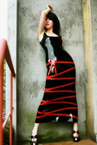Latex Ribbon Entwined Long Dress