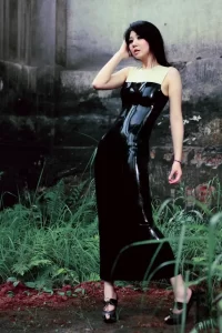 Latex Pencil Three-Quarter Tube Dress