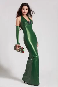 Latex Full-Length Formal Prom Dress