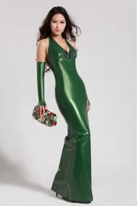 Latex Full-Length Formal Prom Dress