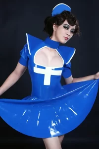 Latex White Cross Nursing Uniform Dress