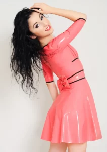 Latex Flared-Skirt Mini Dress