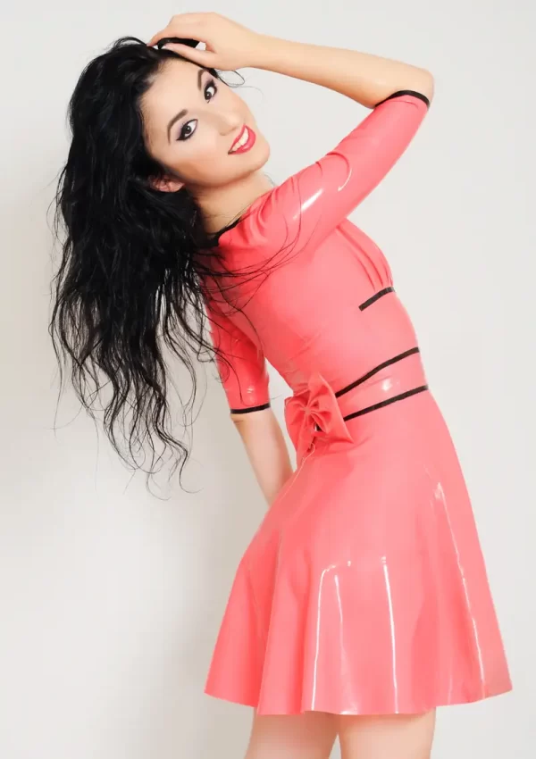 Latex Flared-Skirt Mini Dress