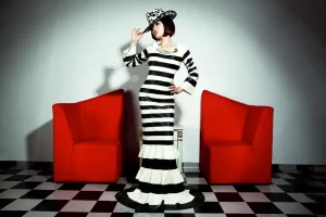 Latex Striped Tiers Dress