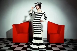 Latex Striped Tiers Dress