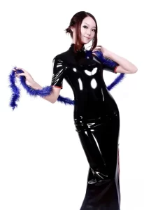Latex Butterfly Dynasty Cheongsam Style Dress