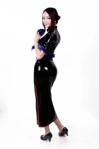 Latex Butterfly Dynasty Cheongsam Style Dress