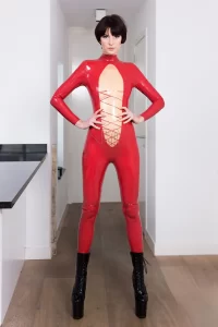 Latex Zig-Zag Jumpsuit Catsuit