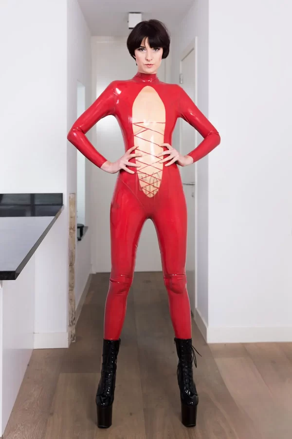 Latex Zig-Zag Jumpsuit Catsuit