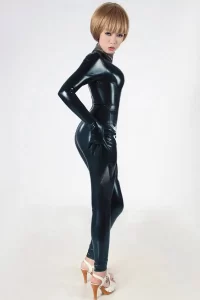 Latex Polo=Polo Back Zipper Catsuit