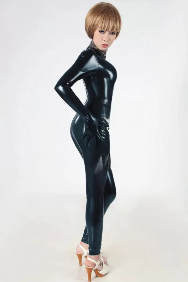 Latex Polo=Polo Back Zipper Catsuit