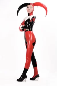 Latex Female Jester Catsuit