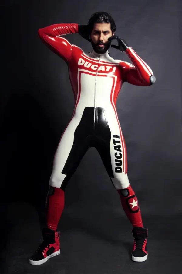 Latex Mens Brand Name MotoGP Biker Catsuit Version 10