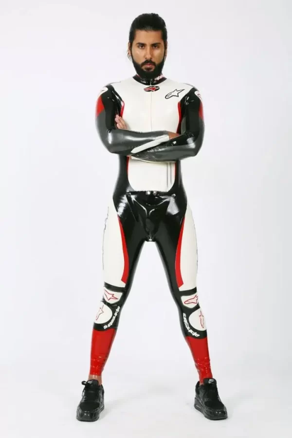 Latex Mens Brand Name MotoGP Biker Catsuit Version 14