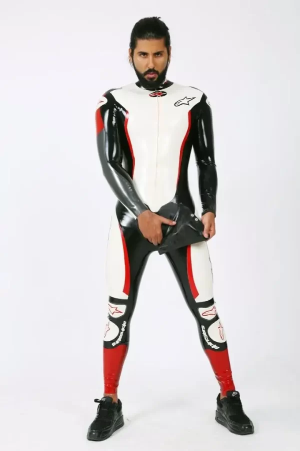 Latex Mens Brand Name MotoGP Biker Catsuit Version 14
