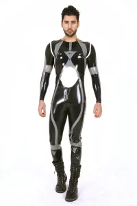 Latex Mens Brand Name T-Age Collarless MotoGP Biker Catsuit