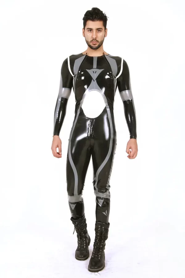 Latex Mens Brand Name T-Age Collarless MotoGP Biker Catsuit
