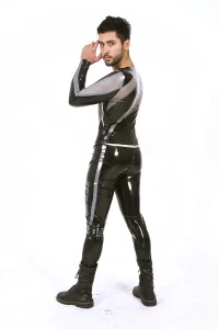 Latex Mens Brand Name T-Age Collarless MotoGP Biker Catsuit
