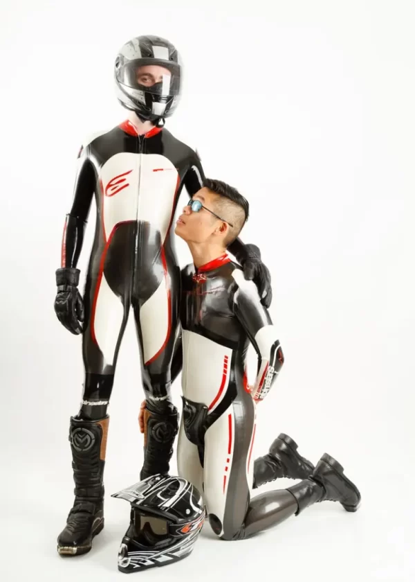 Latex Mens Brandname Biker Catsuit Version 9
