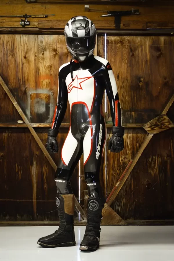 Latex Mens Brandname Biker Catsuit Version 9