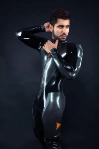Latex Mens R-100X Motorcycle Racing Rubber Catsuit