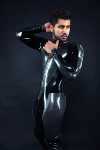 Latex Mens R-100X Motorcycle Racing Rubber Catsuit