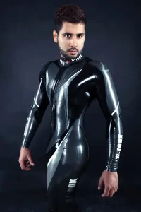 Latex Mens Rubber Moto Racing Catsuit Version 12