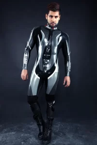 Latex Mens Rubber Moto Racing Catsuit Version 12