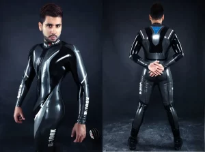 Latex Mens Rubber Moto Racing Catsuit Version 12