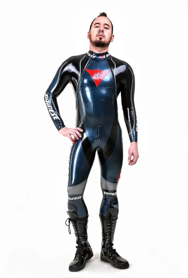 Latex Mens T-Age Style Motorcycle Biker Rubber Catsuit Version 17