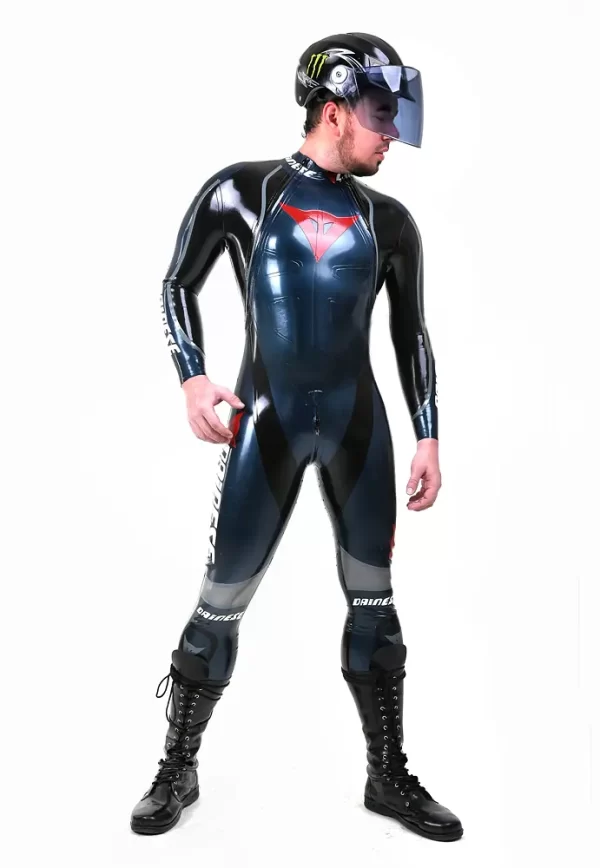 Latex Mens T-Age Style Motorcycle Biker Rubber Catsuit Version 17