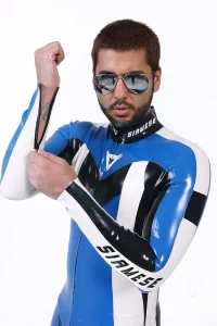 Latex Mens Classic Biker Moto Catsuit Version 21