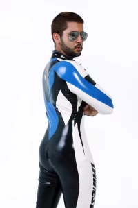 Latex Mens Classic Biker Moto Catsuit Version 21