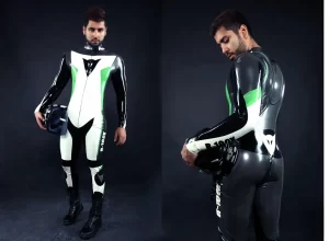 Latex Mens R-100X Branding MotoGP Biker Catsuit Model E