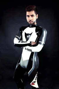 Latex Mens R-100X Branded Biker Catsuit