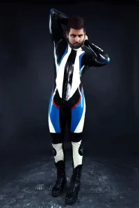 Latex Mens R-100X Branded Biker Catsuit Version 2