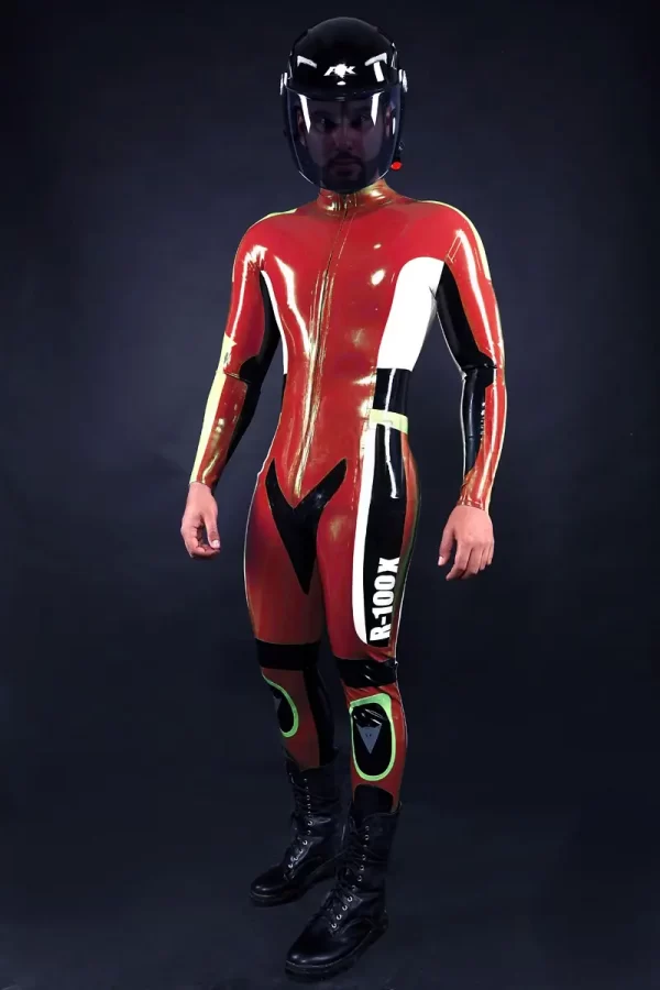 Latex Mens R-100X Moto Biker Catsuit Model D