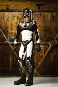 Latex Mens Brand Name MotoGP Biker Catsuit with Codpiece