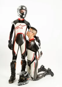 Latex Mens Brand Name MotoGP Biker Catsuit with Codpiece