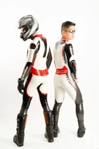 Latex Mens Brand Name MotoGP Biker Catsuit with Codpiece