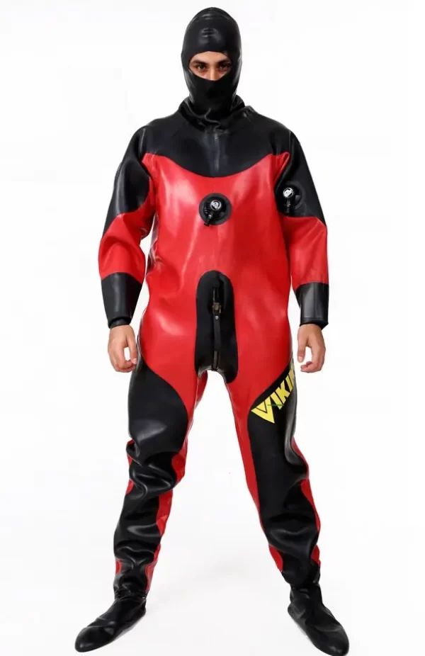 Latex Mens Heavy Duty Brand Name Hooded Drysuit Diving Suit Version 2 Catsuit