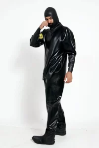 Latex Mens Heavy Duty Brand Name Hooded Drysuit Diving Suit Catsuit