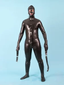 Latex Mens 0.8mm Buckled Up Gimp Suit Catsuit