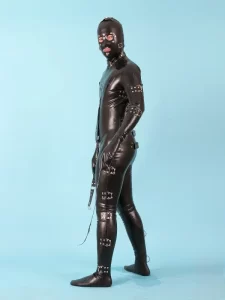 Latex Mens 0.8mm Buckled Up Gimp Suit Catsuit