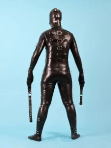 Latex Mens 0.8mm Buckled Up Gimp Suit Catsuit