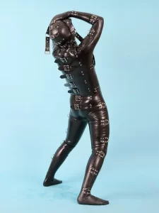 Latex Mens 0.8mm Buckled Up Gimp Suit Catsuit