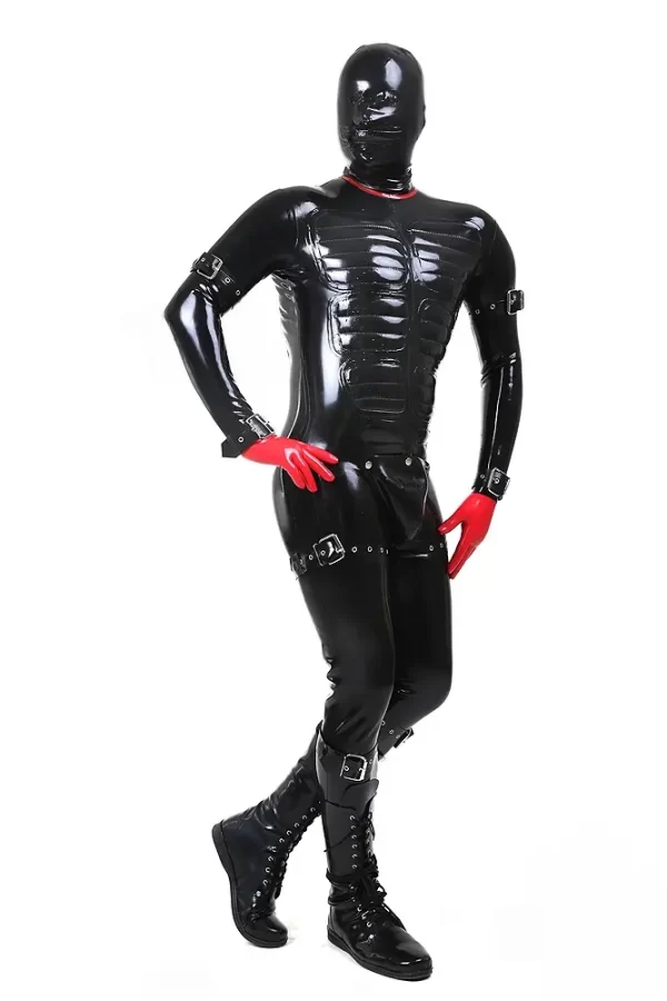 Latex Mens Protector Padded Catsuit with Codpiece